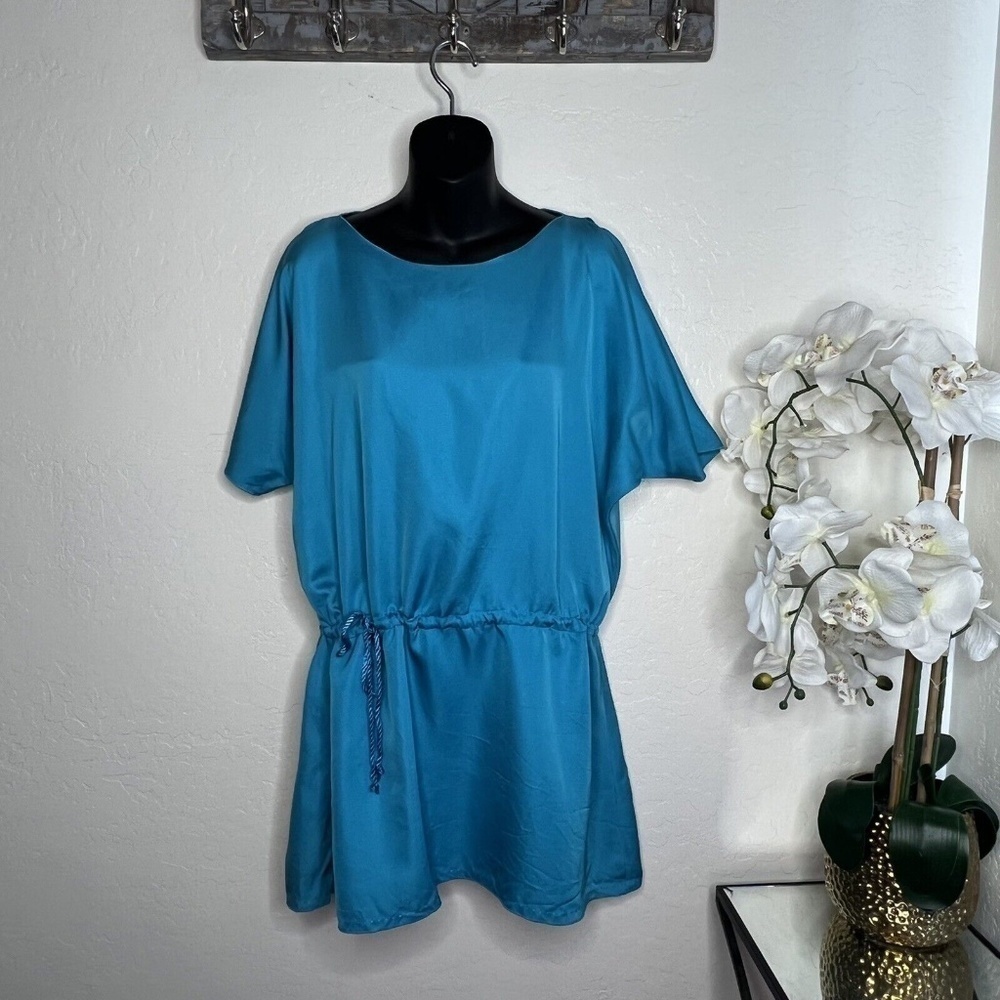 Alice + Olivia ❤️ Scoop Blue Silk Drawstring Waist Dress S